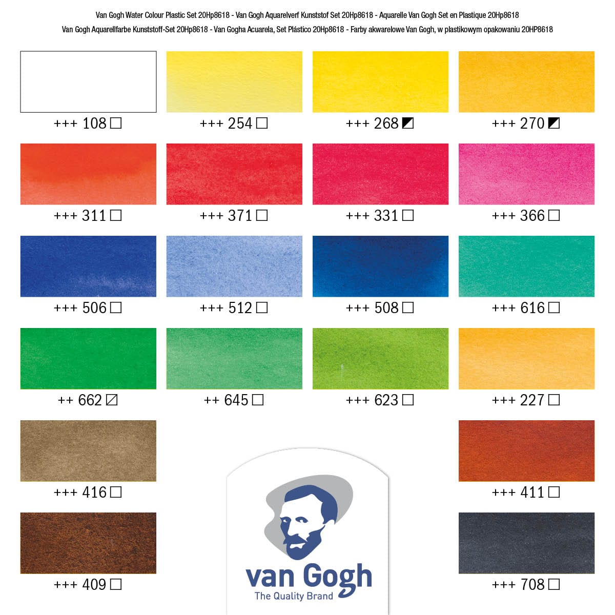 Acquerelli Van Gogh - Confezione in Plastica 18 mezzi godet + 2 tubi - immagine 2