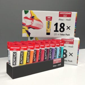 Confezione con 18 colori acrilici 120 ml linea Acrylic Amsterdam Royal Talens