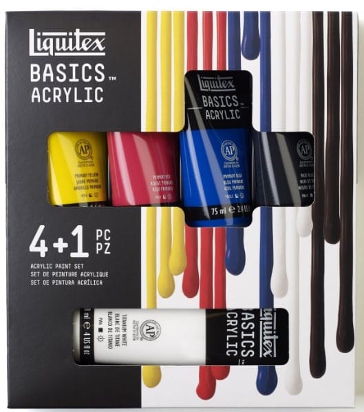 Confezione con colori Primari Liquitex Basics Acrilico 4x75ml +1x118 ml